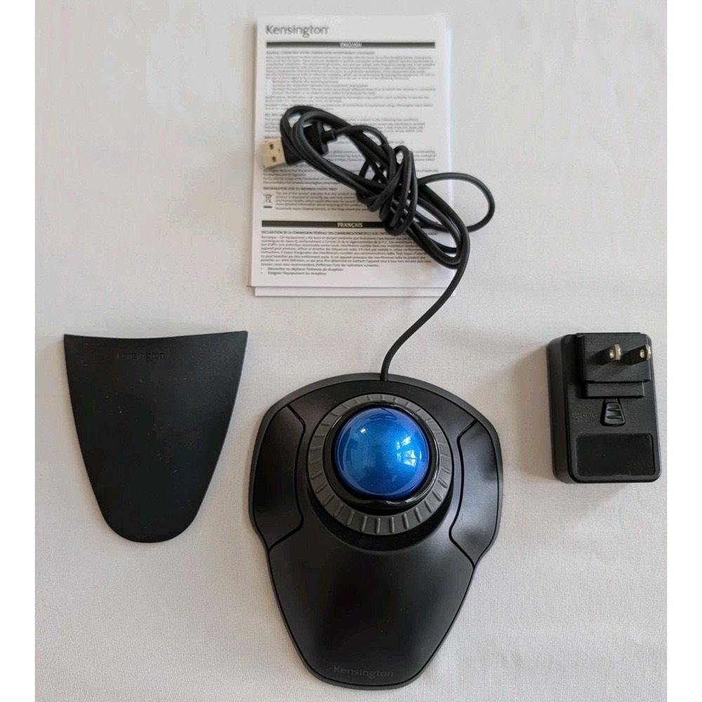 Kensington Orbit Trackball Mouse with Scroll Ring Wired USB Blue Ball K72337